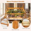 Ginatex Wood Cold Frame Greenhouse, Portable Raised Flower Planter Protection with Transparent Openable Roof, Small Indoor Outdoor Hot House for Garden Sunroom Balcony, 36”x33”x23”(37”x25”x16”)