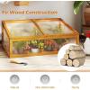 Ginatex Wood Cold Frame Greenhouse, Portable Raised Flower Planter Protection with Transparent Openable Roof, Small Indoor Outdoor Hot House for Garden Sunroom Balcony, 36”x33”x23”(37”x25”x16”)