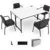 Giantex 10 FT Conference Table with Charging Station, 2 PCS 60″ x 24″ Rectangular Large Meeting Room Desk with Storage Bag & Hook, Space Saving Seminar Table, Modern Office Computer Desk for 4 People(White)