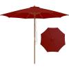 Giantex 10FT Patio Umbrella, Outdoor Table Market Umbrella with 8 Bamboo Ribs, Pulley Lift and Ventilation Hole, Outdoor Sunshade Umbrella for Poolside Backyard Beach(Burgundy)