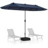Giantex 13ft Large Patio Umbrella with Base, Double-Sided Outdoor Umbrella with Crank Handle, Umbrella Base Stand with 2 Sandbags, 12 Metal Ribs, Market Umbrellas for Garden Poolside Deck(Navy)