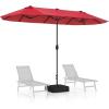 Giantex 13ft Large Patio Umbrella with Base, Double-Sided Outdoor Umbrella with Crank Handle, Umbrella Base Stand with 2 Sandbags, 12 Metal Ribs, Market Umbrellas for Garden Poolside Deck(Burgundy)