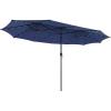 Giantex 15 FT Double Patio Umbrellas with 48 Solar LED Lights, Auto-Charging Panel, Crank System, Outdoor Extra-Large Rectangle Market Table Umbrella for Garden Deck Backyard Beach Pool(Navy)