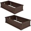 Giantex 2 Pcs Plant Raised Bed, Planter for Vegetables Flower, Outdoor Garden Plant Box Patio Backyard, Easy Assembly, 48”Lx24”Wx12”H, Brown