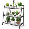 Giantex 2 Tier Metal Plant Stand, Indoor Outdoor Plant Shelf, Flower Rack Display Shelf, Flower Pots Holder with Adjustable Feet for Garden, Balcony, Living Room (2-tier (25” x 12” x 24.5”))(3-tier (32”x 13” x 32”))