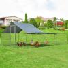 Giantex 23ft Large Metal Chicken Coop, Walk-in Chicken Run Poultry Cage, Waterproof Sun-Proof Cover, Galvanized Steel Frame, Hen Duck Rabbit House Outdoor Farm Yard (23 x 6.6 ft, Half Spire)(Half Spire)