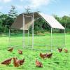 Giantex 23ft Large Metal Chicken Coop, Walk-in Chicken Run Poultry Cage, Waterproof Sun-Proof Cover, Galvanized Steel Frame, Hen Duck Rabbit House Outdoor Farm Yard (23 x 6.6 ft, Half Spire)(Flat)