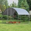Giantex 23ft Large Metal Chicken Coop, Walk-in Chicken Run Poultry Cage, Waterproof Sun-Proof Cover, Galvanized Steel Frame, Hen Duck Rabbit House Outdoor Farm Yard (23 x 6.6 ft, Half Spire)(Dome)