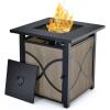 Giantex 25-Inch Propane Fire Pit Table, 40000 BTU Square Gas Firepit Table with Lid, Fire Glass and Adjustable Flame, CSA Approved, 2-in-1 Outdoor Fire Table for Patio and Garden(Classic)