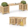 Giantex 2-in-1 Outdoor Bench with 2 Raised Garden Beds, Wood with Teak Oil Finish, Planter Boxes with Open-Ended Base, Garden Bench Seat for Porch Balcony Lawn Yard, DIY Assembly, 42″x11″x11.5″(Natural)