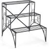 Giantex 3 Tier Metal Plant Stand, Black Corner Plant Stand Indoor w/ Widened Grid Shelf & Non-Slip Foot Pads, Display Rack Holder for Outdoor Porch Garden Patio Balcony