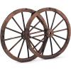 Giantex 30-Inch Wagon Wheels 2 Pieces, Carbonized Solid Fir Wood, Old Western Style Wall Art Garden Decor, Decorative Rustic Hanging Wood Wheels for Yard Garage Bar Farmhouse Outdoor(30″ – 2 Pieces)