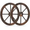 Giantex 30-Inch Wagon Wheels 2 Pieces, Carbonized Solid Fir Wood, Old Western Style Wall Art Garden Decor, Decorative Rustic Hanging Wood Wheels for Yard Garage Bar Farmhouse Outdoor(24″ – 2 Pieces)