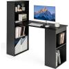Giantex 48 Inch Computer Desk with Bookshelf, 3-in-1 Home Office Desk with 4-Tier Bookcase & CPU Stand, Space-Saving Reversible Writing Desk Work Table for Bedroom, Study Room, Office (Natural)(Black)