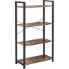 Giantex 4-Tier Industrial Bookshelf, Vintage Bookcase with Metal Frame, Standing Shelf Unit, Storage Shelves, Book Shelf for Living Room, Bedroom, Office, Brown(Brown)