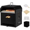 Giantex 4-in-1 Outdoor Pizza Oven Wood Fired, 2-Layer Pizza Maker Grill with Stone, Peel, Waterproof Cover, Cooking Grids, Detachable Grill Oven & Fire Pit for Outside Backyard BBQ