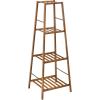 Giantex 4-tier Bamboo Plant Stand, 39” Ladder Shelf Corner Storage Shelving, Flower Pot Rack Display Shelf, Indoor Outdoor Flower Holder Planter for Living Room Patio Balcony (Brown)