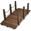Giantex 5 FT Wooden Garden Bridge, Classic Wood Arc Footbridge with Railings, 400 lbs Capacity, Decorative Pond Bridge for Outdoor Garden Yard Backyard Creek Farm (Natural)(Brown)