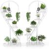 Giantex 5 Tier Metal Plant Stand Indoor, Creative Heart-shaped Ladder Plant Shelf with Hanging Hook for Multiple Plants, Tiered Flower Display Shelf, Tall Plant Stand for Valentine’s Day Home Holiday(White)