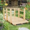 Giantex 5 ft Garden Bridge – Stained Wood Arc Footbridge Walkway with Side Railings, Decorative Wooden Bridge Landscaping for Backyard Farm Garden Creek Pond Decor, Easy to Assemble (Stained Brown)(Natural)