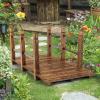 Giantex 5 ft Garden Bridge – Stained Wood Arc Footbridge Walkway with Side Railings, Decorative Wooden Bridge Landscaping for Backyard Farm Garden Creek Pond Decor, Easy to Assemble (Stained Brown)(Stained Brown)