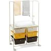 Giantex 6 Drawer Storage Cart, Office School Organizer Cart, Rolling Drawer Cart for Tools, Scrapbook, Paper or Bathroom, Storage Shelf (Beige, Yellow & Black)