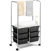 Giantex 6 Drawer Storage Cart, Office School Organizer Cart, Rolling Drawer Cart for Tools, Scrapbook, Paper or Bathroom, Storage Shelf (Black)