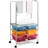 Giantex 6 Drawer Storage Cart, Office School Organizer Cart, Rolling Drawer Cart for Tools, Scrapbook, Paper or Bathroom, Storage Shelf (Blue,Orange & Red)