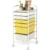 Giantex 6 Storage Drawer Cart Rolling Organizer Cart for Tools Scrapbook Paper Home Office School Multipurpose Mobile Utility Cart (Beige & Yellow)(Beige+Yellow)