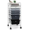 Giantex 6 Storage Drawer Cart Rolling Organizer Cart for Tools Scrapbook Paper Home Office School Multipurpose Mobile Utility Cart (Beige & Yellow)(Black Gradient)
