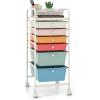 Giantex 6 Storage Drawer Cart Rolling Organizer Cart for Tools Scrapbook Paper Home Office School Multipurpose Mobile Utility Cart (Beige & Yellow)(Macaron)
