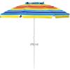 Giantex 7.2 Ft Beach Umbrella, Patio Sunshade Umbrella with Sand Anchor & Cupholder, Solid Steel Pole, Carrying Bag, Portable Sun Shelter Suitable for Seaside, Backyard, Poolside, Market Entrance(Rainbow)