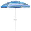 Giantex 7.2 Ft Beach Umbrella, Patio Sunshade Umbrella with Sand Anchor & Cupholder, Solid Steel Pole, Carrying Bag, Portable Sun Shelter Suitable for Seaside, Backyard, Poolside, Market Entrance(Blue)