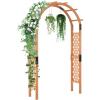 Giantex 7FT Wood Garden Arbor Trellis, Wedding Arch for Outdoor Patio Birthday Bridal Party Prom Decoration, Garden Trellis Pergola Arbor for Climbing Plant Rose Vines(Walnut Brown)