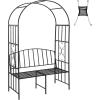 Giantex 81in Metal Garden Arch with Bench, Outdoor Garden Arbor Archway Trellis for Climbing Plants Vines, 2-Person Bench Loads 660 lbs, Patio Trellis Pergola Arches for Wedding Party Ceremony Decor