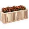 Giantex Acacia Wood Raised Garden Bed, Rectangular Planter Box w/Drainage Gaps, Floor Standing Window Mount for Flower Vegetable Herb Fruit, Outdoor Plant Container for Backyard, Lawn, 36″x12″x12″(Natural)