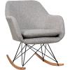 Giantex Accent Rocking Chair with Cushion, Upholstered Rocking Arm Chair w/Solid Steel Wood Leg, Modern Rocker Chair for Balcony, Bedroom (1, Grey)