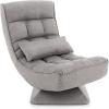 Giantex Adjustable Swivel Floor Chair – 5 Position Video Game Chair with Swivel Base, Steel Frame, Massage Lumbar Pillow, Foldable Lazy Sofa Lounger for Adults Teens, Meditating, No Assembly (Black)(Grey)