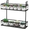 Giantex Balcony Flower Pot Stand Rack w/ Adjustable Hooks & 2 Planter Baskets , Patio Railing Shelf Plant Pots Holder, Metal Hanging Planter for Outdoor Windows Porch Fence