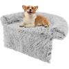 Giantex Calming Dog Bed – Fluffy Plush Pet Bed for Couch, Removable Washable Cover, Soft Neck Bolster, Dog Sofa Bed Furniture Protector Mats for Dogs Cats (Light Gray, Small – 40” x 35” x 6.5”)