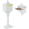 Giantex Cast Aluminum Mailbox with Post – Locking Residential Mailboxes for Outside with Keys, Baffle Door, Expansion Bolts, Address Panel, In-Ground Rust-Proof Large Security Postal Mailbox (Bronze)(White)