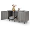Giantex Cat Litter Box Enclosure – Cat Washroom Hidden Furniture, 2 Storage Cabinets, Removable Cat Scratcher, Air Vents, Detachable Legs, Wood Pet Crate Indoor Cat House TV Stand (Rustic Brown)(Gray)