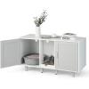 Giantex Cat Litter Box Enclosure – Cat Washroom Hidden Furniture, 2 Storage Cabinets, Removable Cat Scratcher, Air Vents, Detachable Legs, Wood Pet Crate Indoor Cat House TV Stand (Rustic Brown)(Light Gray & White)