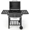 Giantex Charcoal Grill 24 inch, BBQ Grill with 2 Foldable Side Table, Adjustable Charcoal Tray, Pull-out Ash Tray, Heavy Duty Barbecue Grill with Wheels for Outdoor Cooking Camping Backyard Party