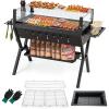 Giantex Charcoal Grill with Transparent Glass Wind Guard, Heavy Duty BBQ Grill Campfire Pit, Fire Bowl, Side Spice Racks, Bottom Storage Shelf, for Outdoor Cooking Backyard Barbecue Party