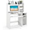 Giantex Computer Desk with Hutch, 43.5 Inch Home Office Desk with Keyboard Tray & Charging Station, Laptop PC Table for Workstation, Modern Study Writing Desk for Small Space, Bedroom, Black(White)