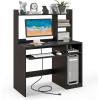 Giantex Computer Desk with Hutch, 43.5 Inch Home Office Desk with Keyboard Tray & Charging Station, Laptop PC Table for Workstation, Modern Study Writing Desk for Small Space, Bedroom, Black(Black)