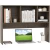 Giantex Desktop Bookshelf, Countertop Storage Hutch with 4 Shelves for Computer Desk, Dressing Tabletop Display Rack, Multipurpose Desk Hutch Storage Organizer for Home Office Dorm (Black)(Grey Oak)