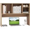 Giantex Desktop Bookshelf, Countertop Storage Hutch with 4 Shelves for Computer Desk, Dressing Tabletop Display Rack, Multipurpose Desk Hutch Storage Organizer for Home Office Dorm (Black)(Natural)