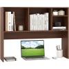 Giantex Desktop Bookshelf, Countertop Storage Hutch with 4 Shelves for Computer Desk, Dressing Tabletop Display Rack, Multipurpose Desk Hutch Storage Organizer for Home Office Dorm (Black)(Walnut)